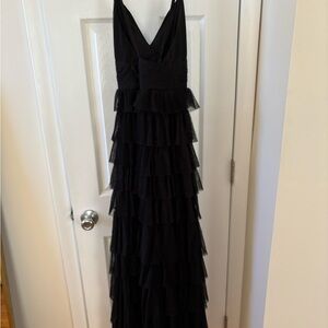 Lulus Elegant Black Tiered Evening Dress worn once